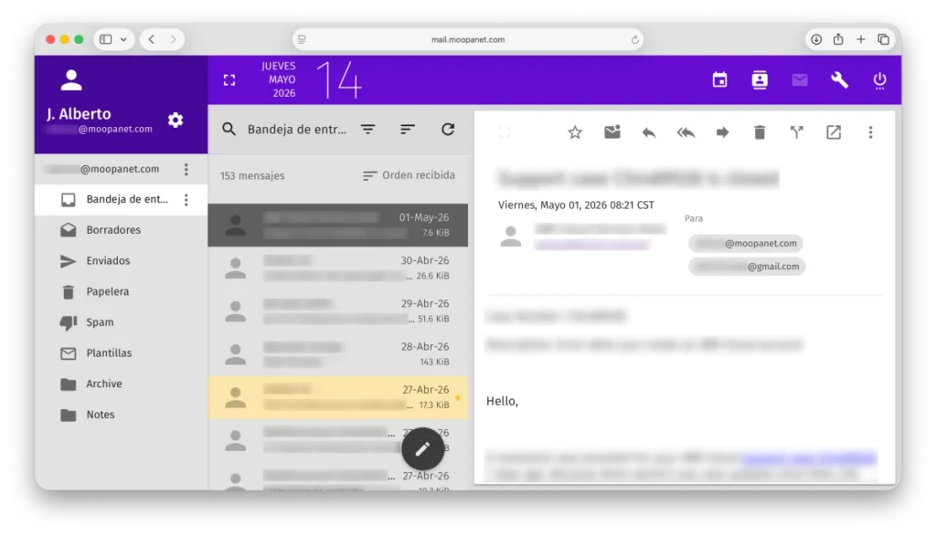 Moopanet mailbox's screenshot (without sensible information)